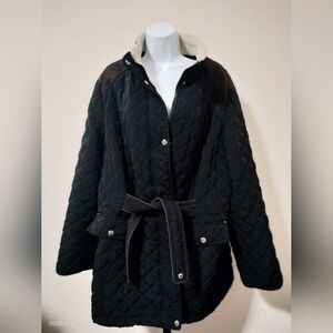 Laundry By Shelli Segal Black Quilted Puffer Coat Sz 2X Pockets Jacket